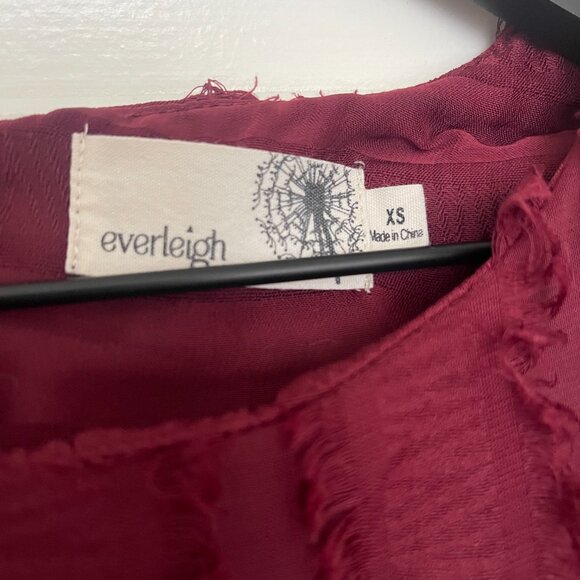 Anthropologie Everleigh Burgundy Fringe Blouse - Picture 2 of 3